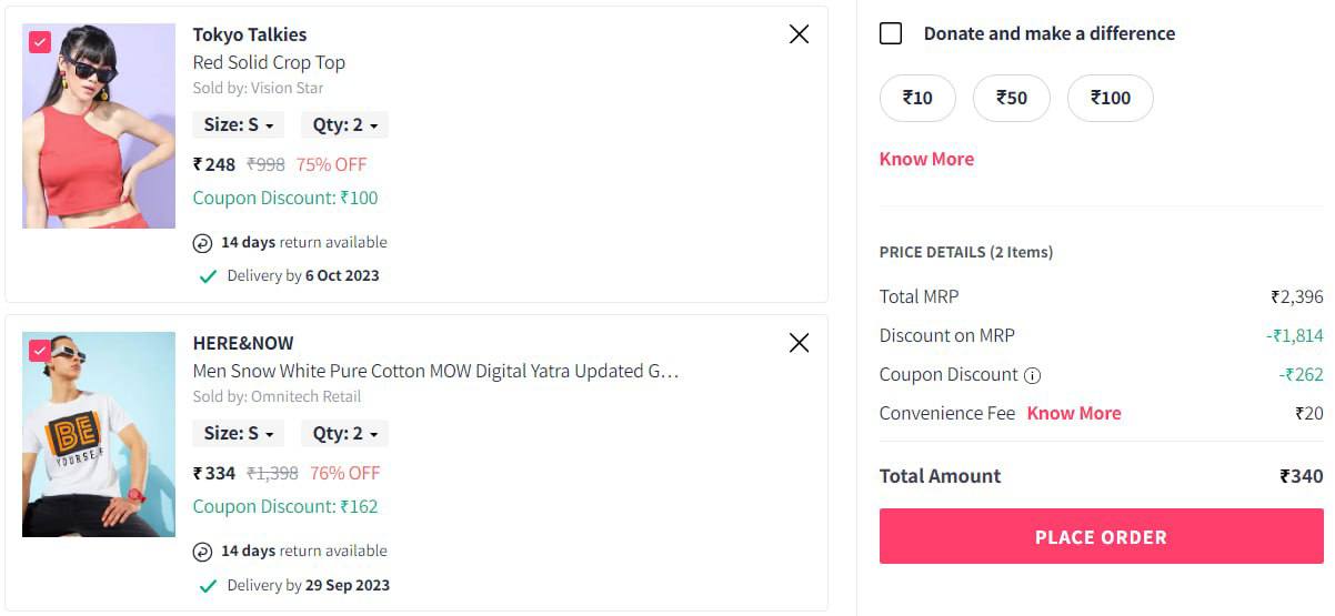 Myntra Loot : Upto 90% Off + Extra Upto 40% Off