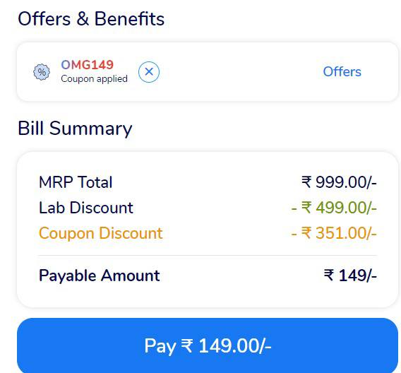 Medibuddy Loot : Book MediBuddy Swift Health Checkup - 44 Tests at Rs.99 effectively.